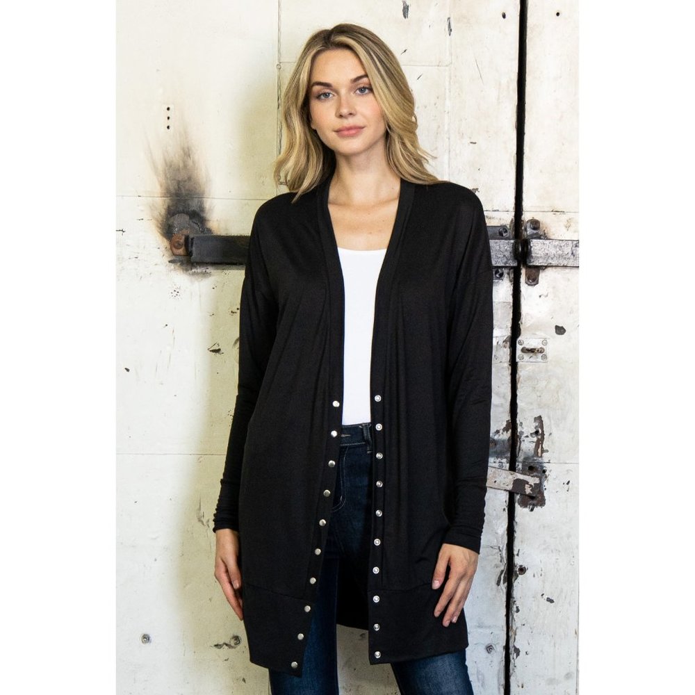 Eldridge Snap Cardigan, Black